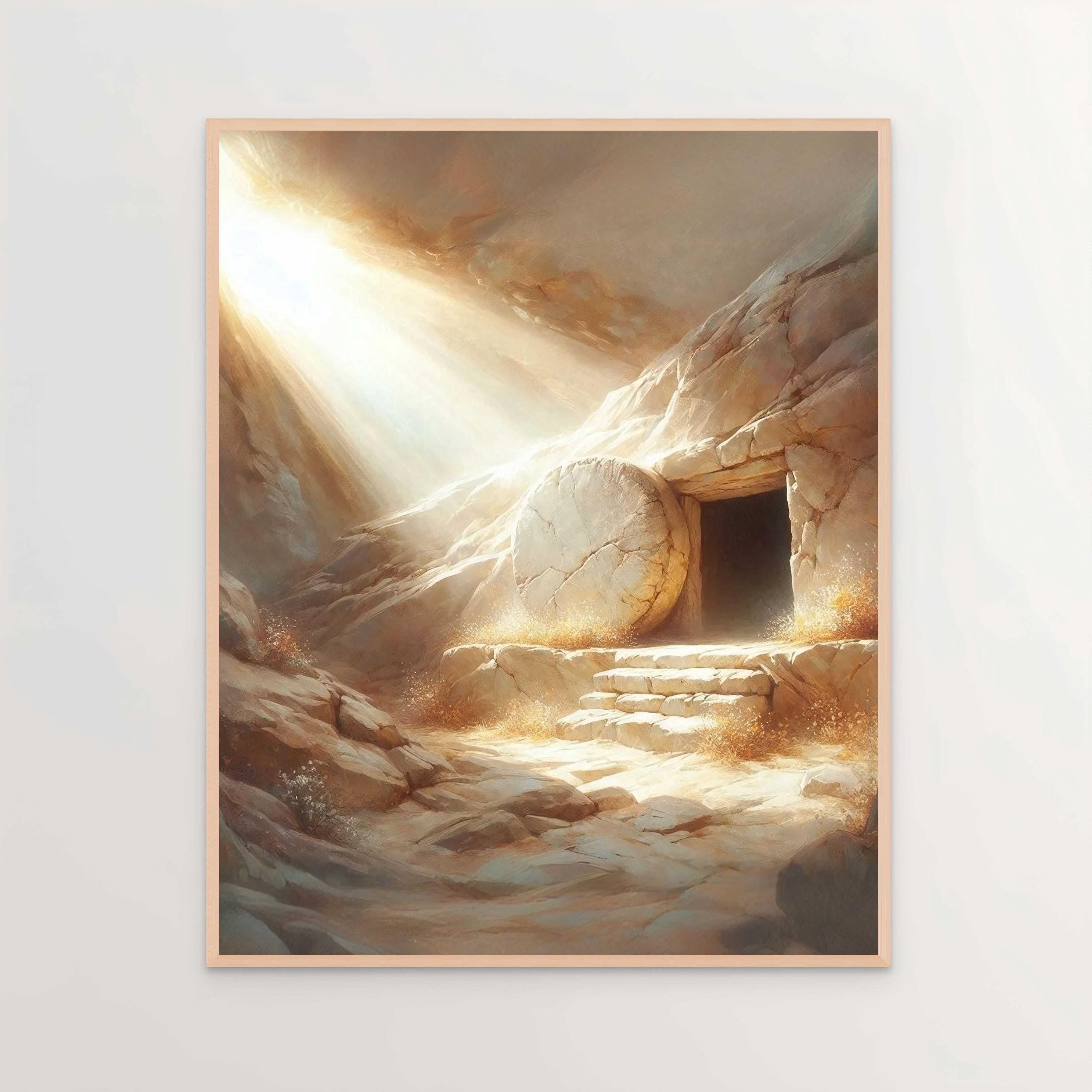 The Tomb is Empty Poster, Christian Poster, Easter Art Poster, Picture of Jesus' Resurrection, Jesus Poster